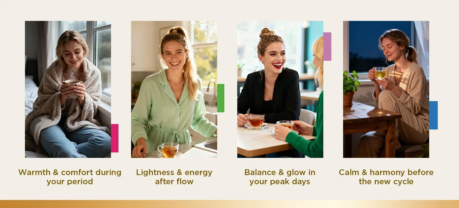 Laicuherb's Cycle tea set helps women achieve various physical benefits at different stages of their lives, enabling them to maintain a better physical balance in each state
