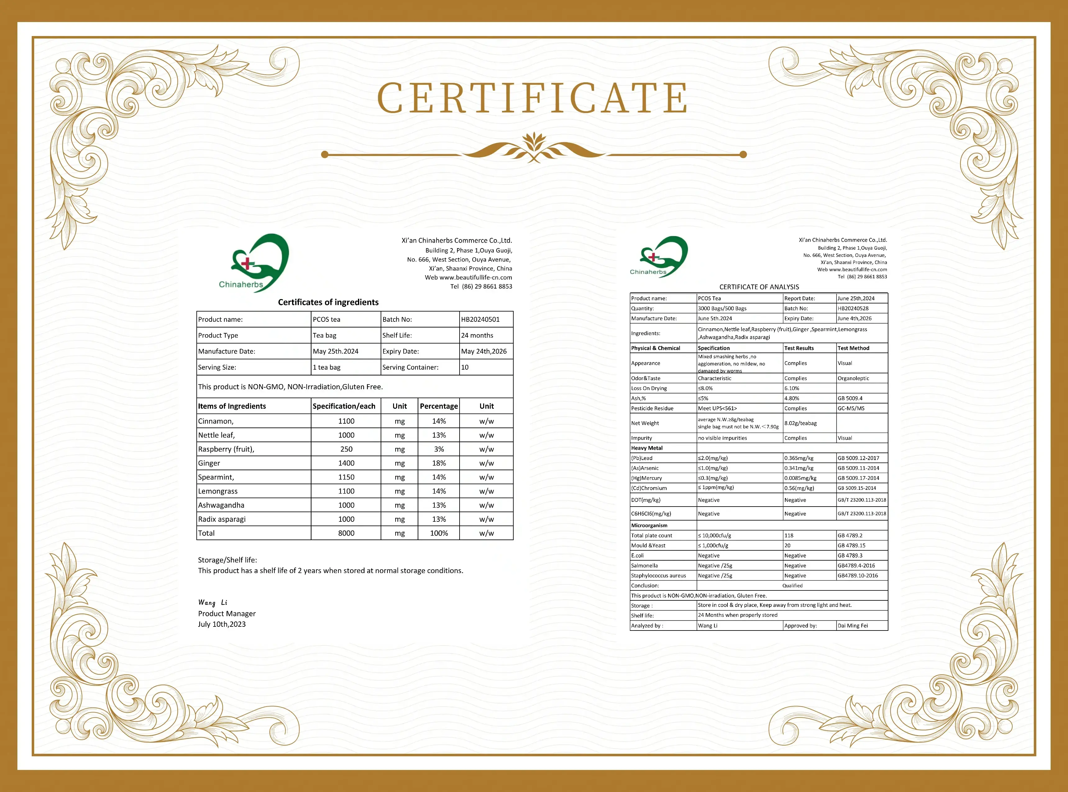 pcos tea certificate