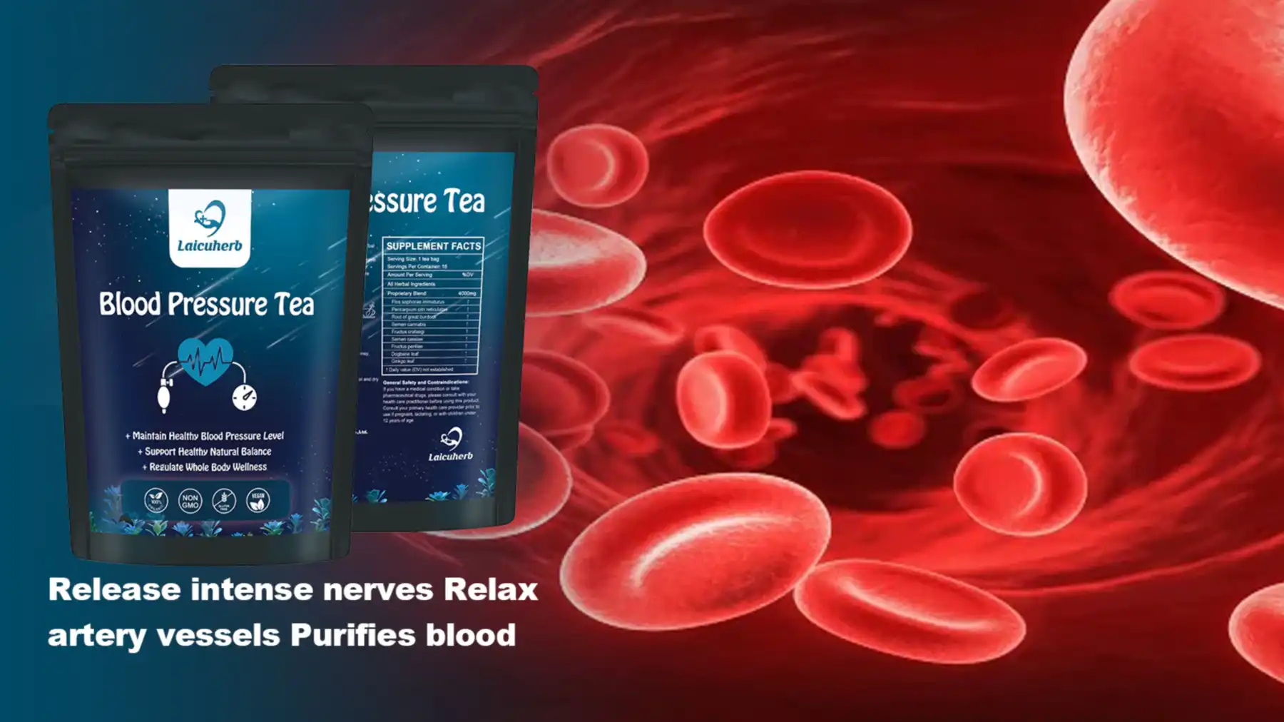 Laicuherb Herbaly Tea for Blood Pressure is mainly used to relieve tense nerves, relax blood vessels, and purify the blood. Laicuherb Herbaly Tea for Blood Pressure is mainly used to relieve tense nerves, relax blood vessels, and purify the blood.