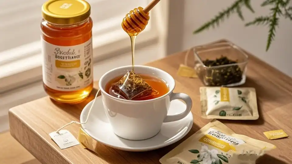 Honey is added to fat blaster tea for an even better taste Honey is added to fat blaster tea for an even better taste