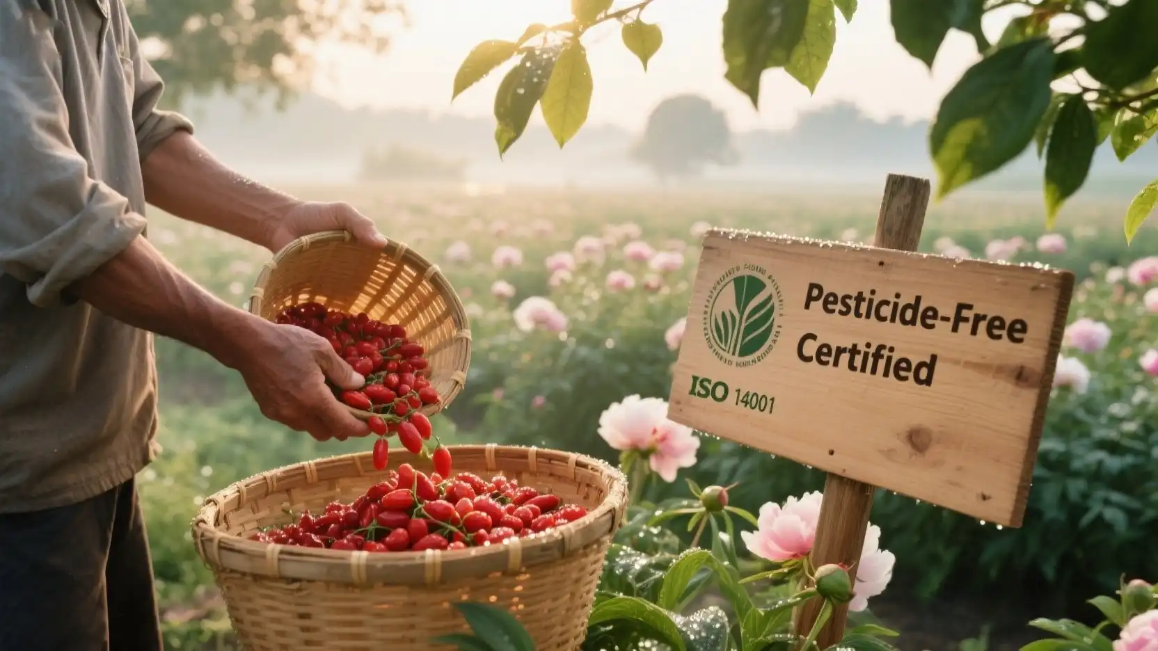 Goji Berry Organic Farming Peony Flower Purity Assurance