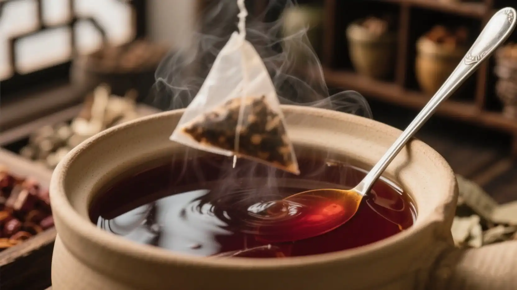 Brewing Traditional Rose Womb Detox Tea in Clay Pot Brewing Traditional Rose Womb Detox Tea in Clay Pot