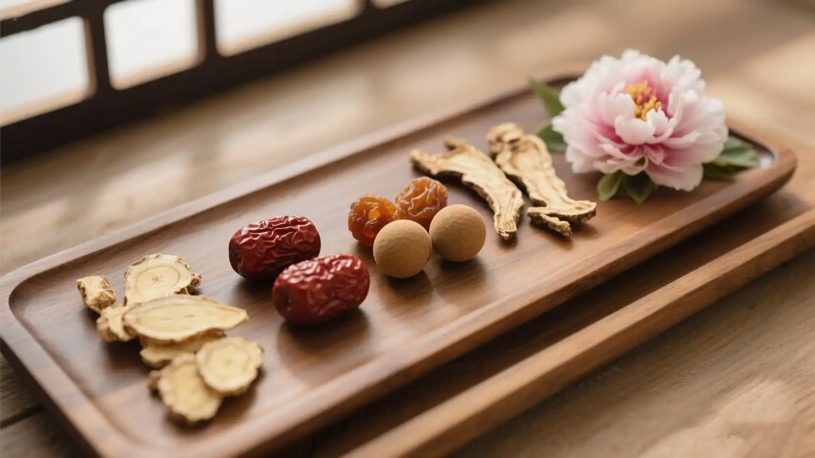 Ingredients for Womb Cleansing Tea Ginger, Red Dates, and Peony