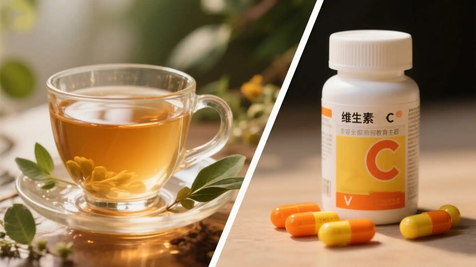 Beauty Tea vs. Vitamin C Supplement Beauty Tea vs. Vitamin C Supplement