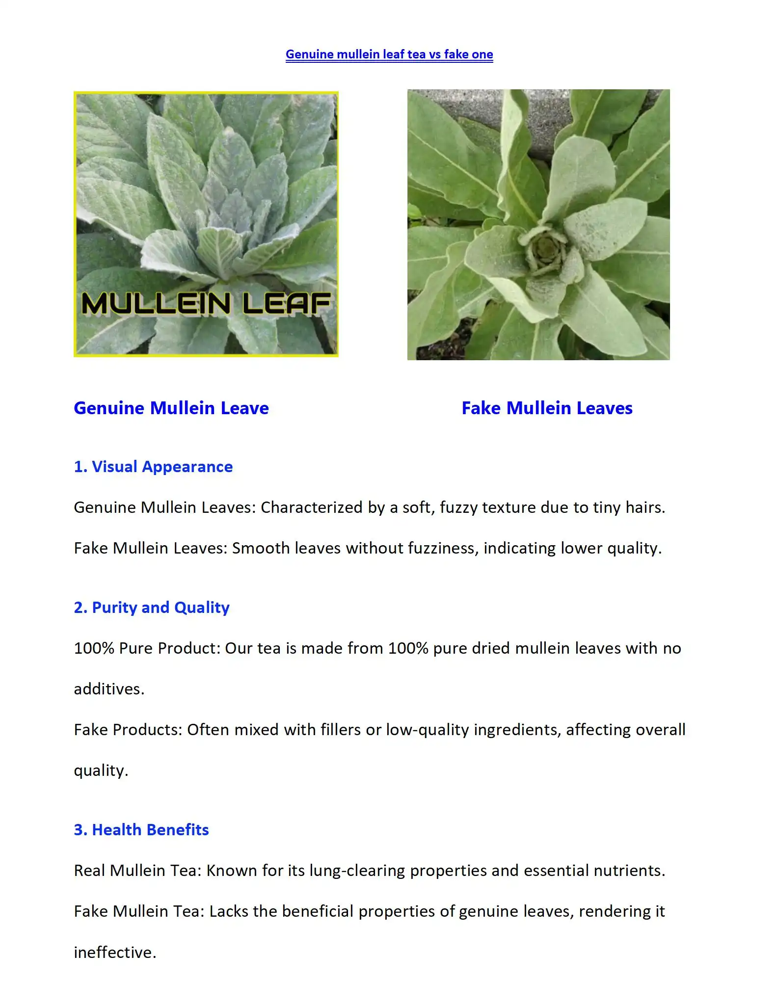 Mullein Tea- Comparison of Genuine and Fake
