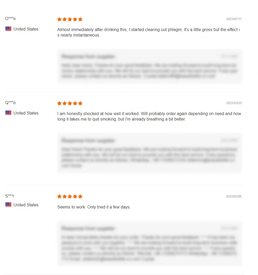 Positive reviews from users of Pure Natural Lung Detox Tea