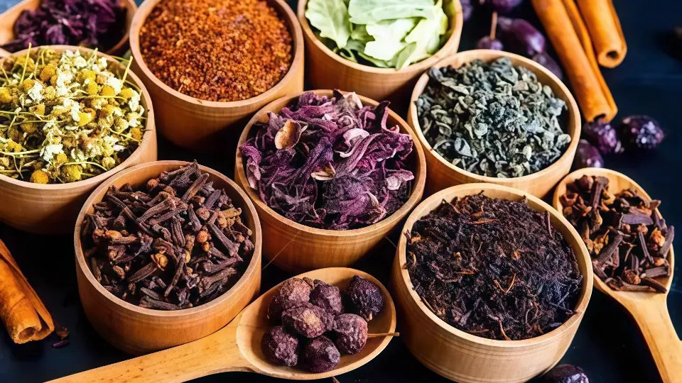 A variety of herbal teas A variety of herbal teas