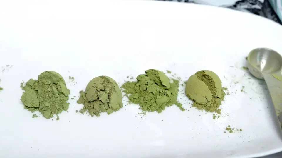 Differences in the appearance of different matcha