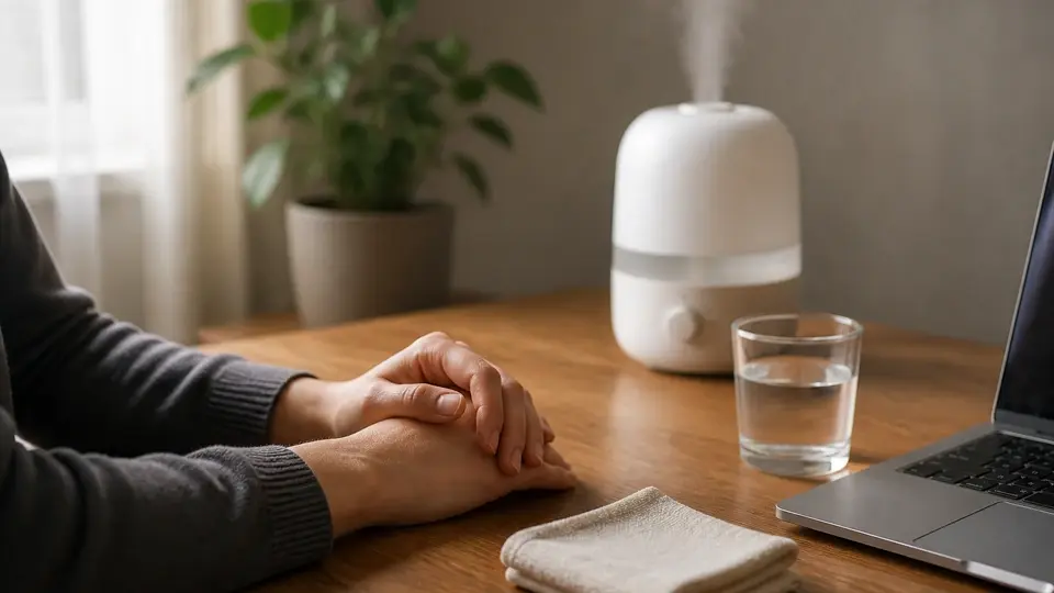 Everyday eye comfort habits with water and humidified air