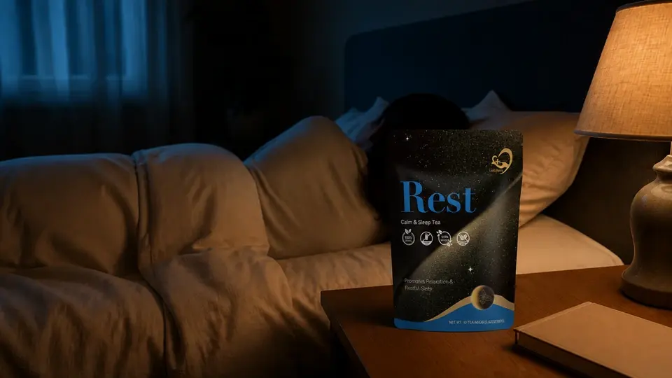 Quiet bedroom with evening tea and breathable bedding