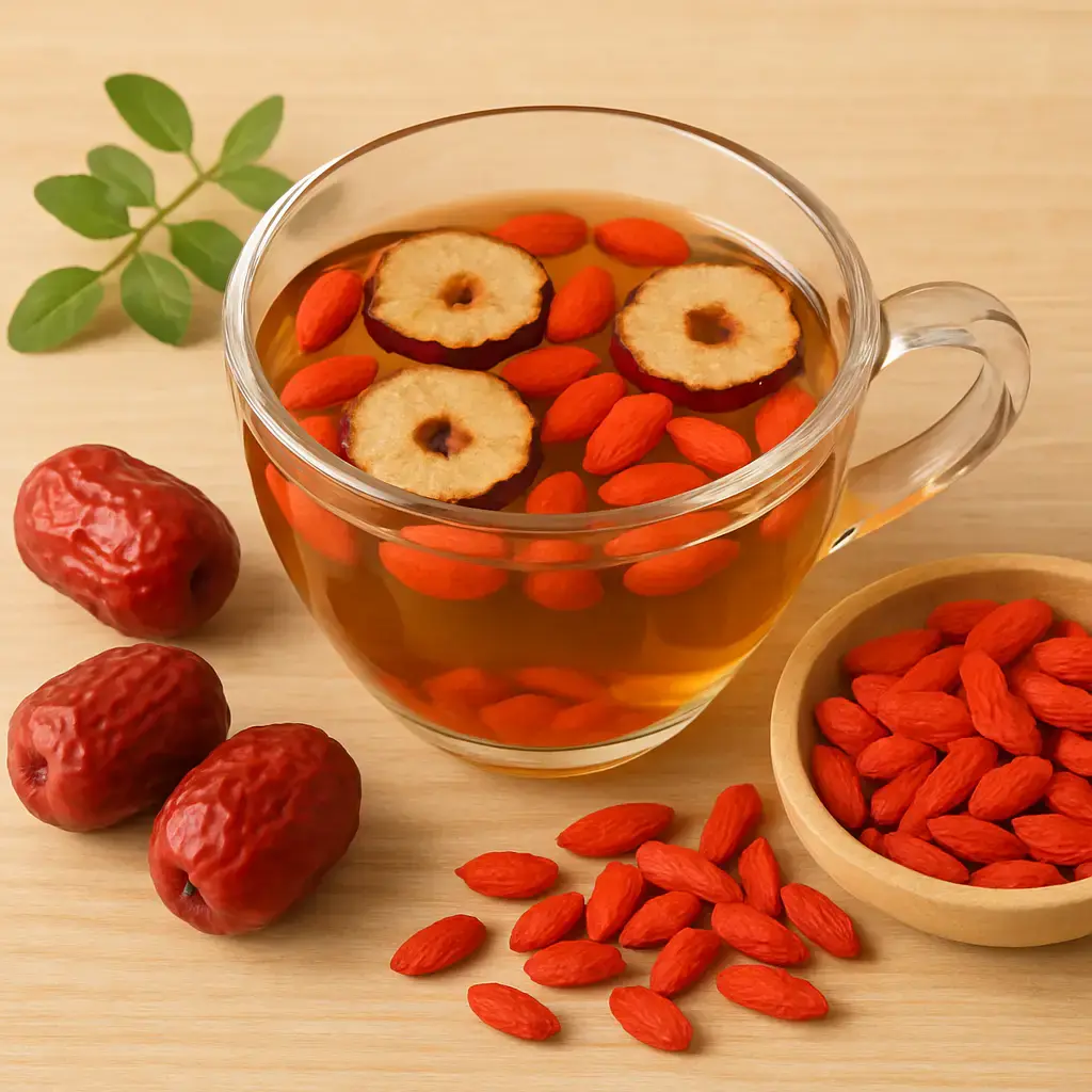 Red dates and goji berries are venerated in conventional Chinese medication for their feeding properties, especially in supporting women's well-being and uterine wellness. Red dates and goji berries are venerated in conventional Chinese medication for their feeding properties, especially in supporting women's well-being and uterine wellness.