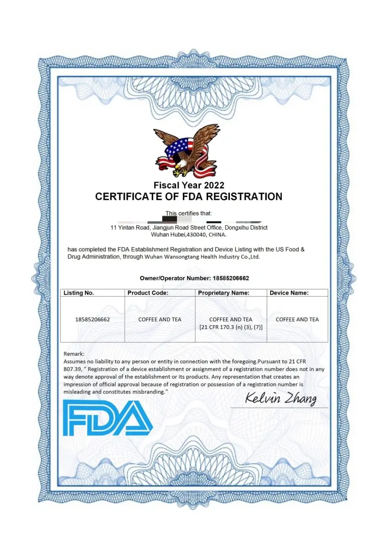 All products of Laicuherb have been certified by the FDA