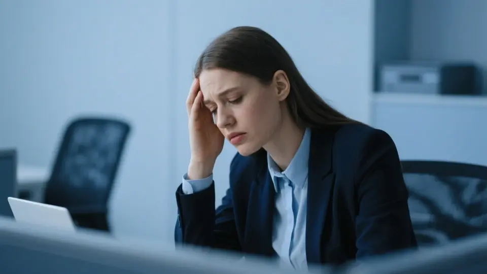 A woman experienced eye dryness due to prolonged use of the computer A woman experienced eye dryness due to prolonged use of the computer