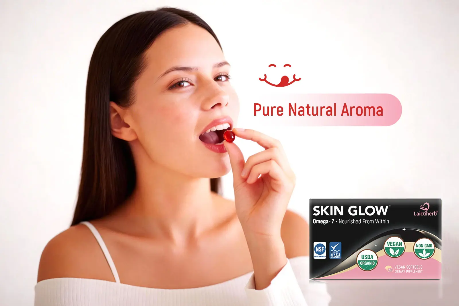 Laicuherb's skin glow supplement has a faint aroma of plants