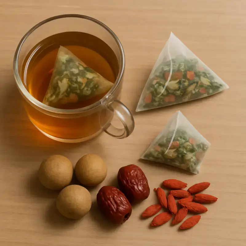 Laicuherb makes this tea using high-quality ingredients like longan, red dates, and wolfberry Laicuherb makes this tea using high-quality ingredients like longan, red dates, and wolfberry