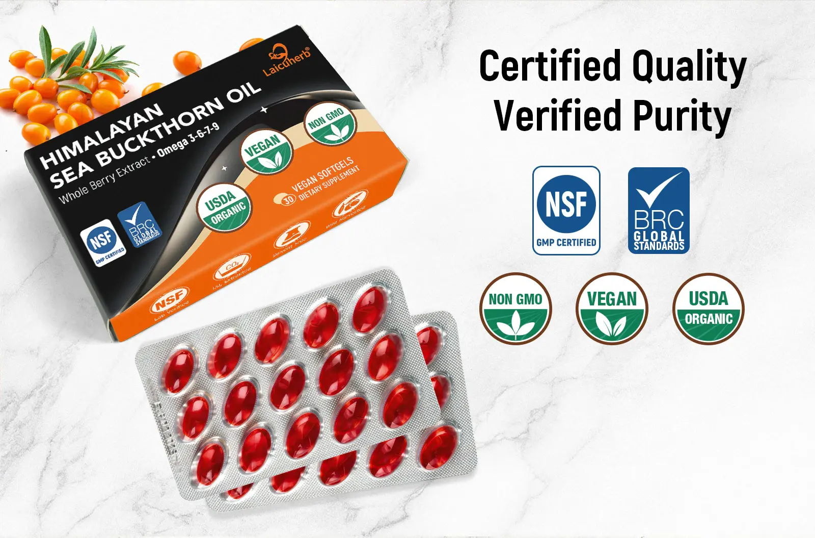 Himalayan Sea Buckthorn Oil has obtained multiple certifications including NSF and BRC