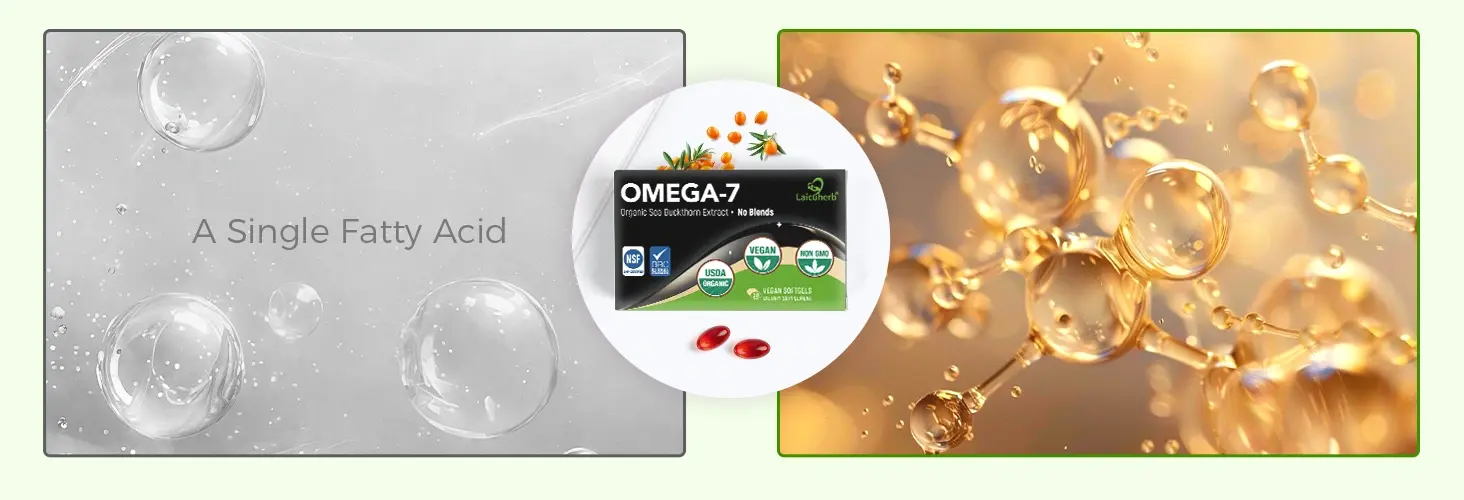 Omega 7 sea kelp oil capsules help achieve a balanced fatty acid nutritional profile