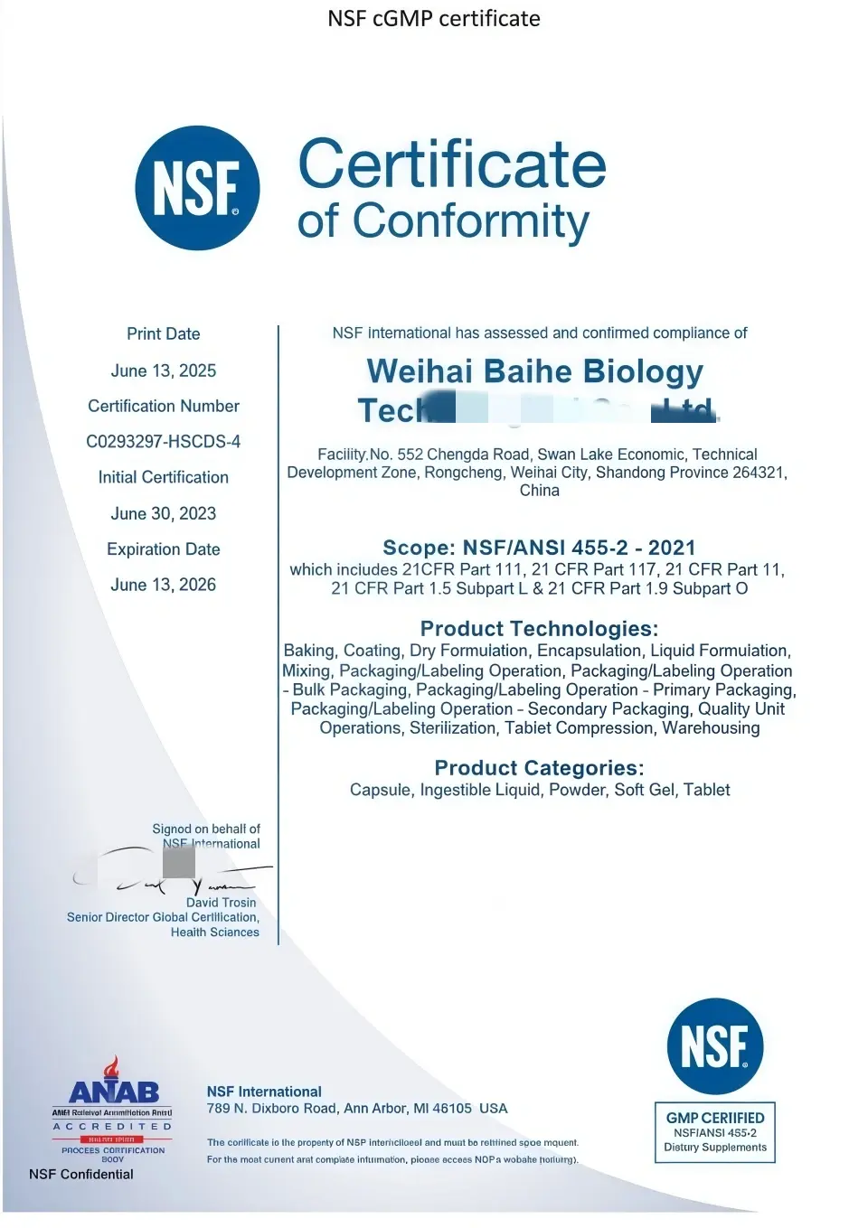 NSF cGMP