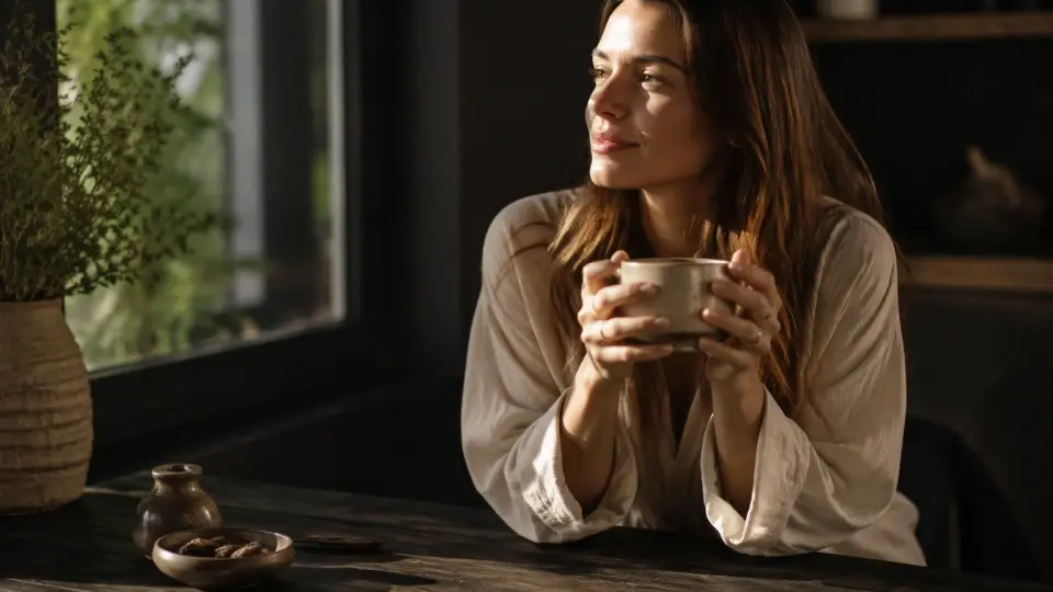 A Woman Enjoying a Peaceful Morning Tea Ritual for Endocrine Purity A Woman Enjoying a Peaceful Morning Tea Ritual for Endocrine Purity