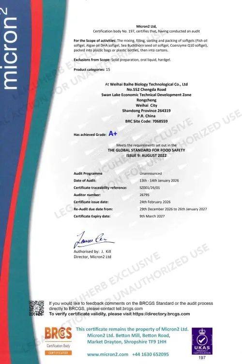 BRCGS certified quality management