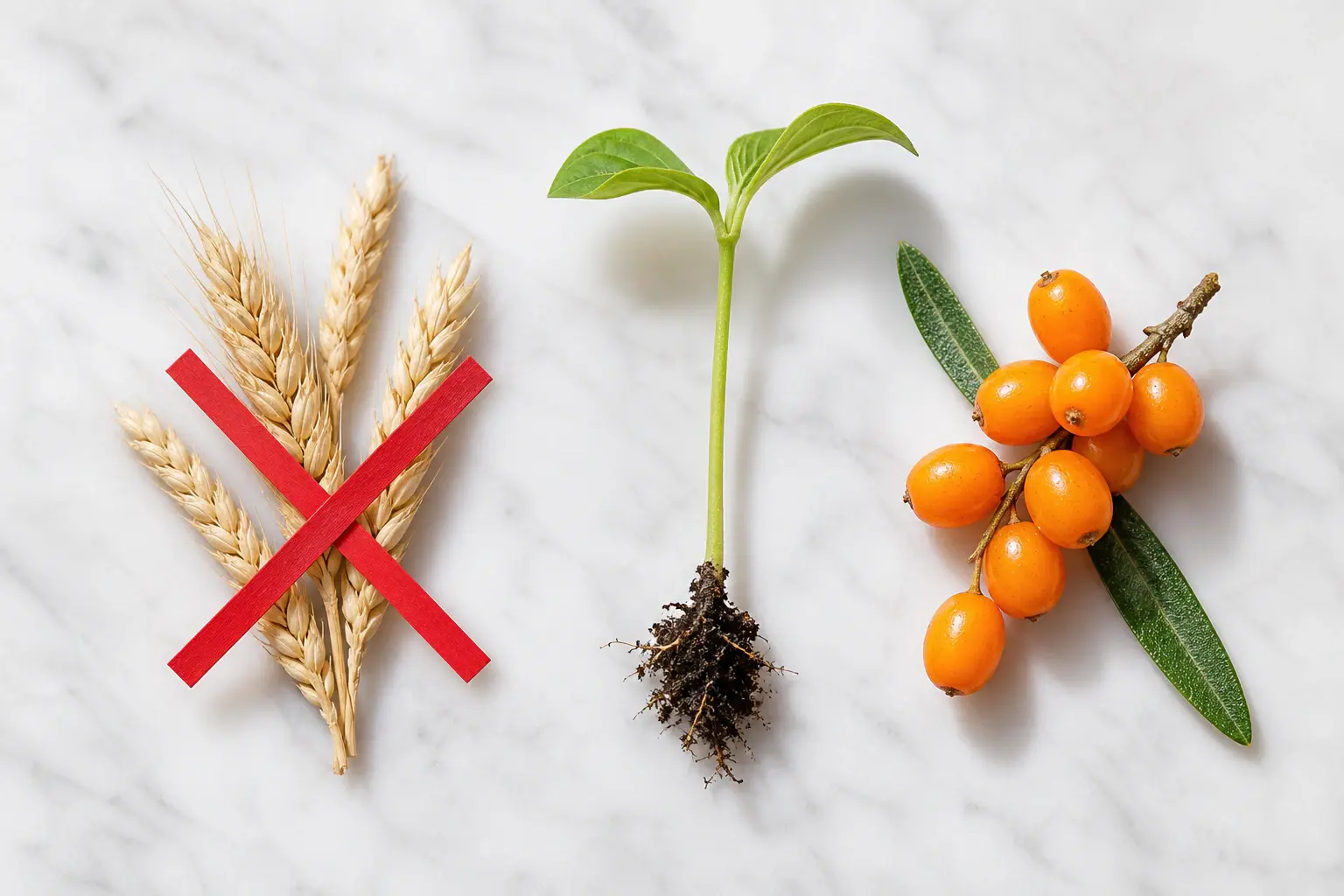 Laicuherb sea buckthorn oil certification symbols macro gluten free non gmo vegan