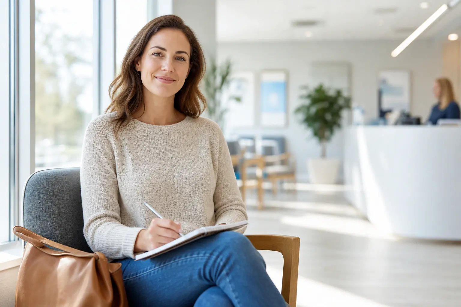 Woman preparing for healthcare consultation about intimate dryness Woman preparing for healthcare consultation about intimate dryness