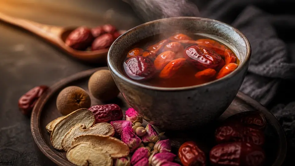 Laicuherb Ease Period Comfort Tea raw ingredients longan red dates wolfberry ginger