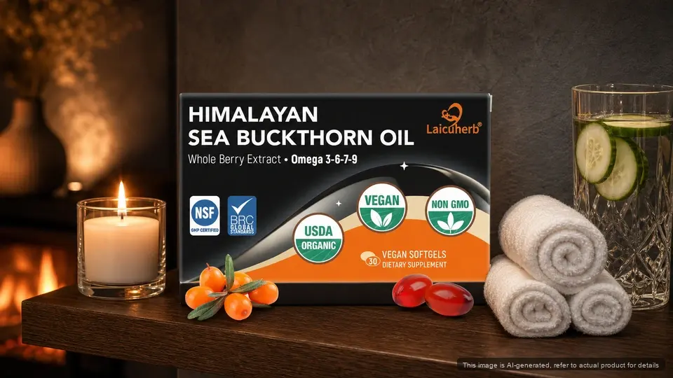 Laicuherb Himalayan Sea Buckthorn Oil Delicate Softgels and Safe Care Setup